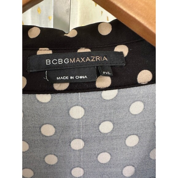 BCBG MaxAzria Women's Polka Dot Button Down Collar Long Sleeve Blouse Petite XL - Picture 4 of 6